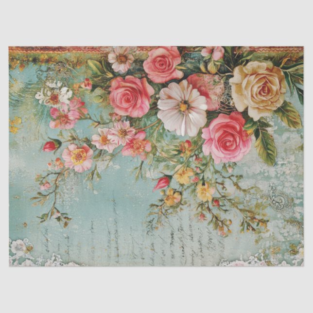 Beunruhigende Vintage Blumendekoupage Seidenpapier (Vorderseite)