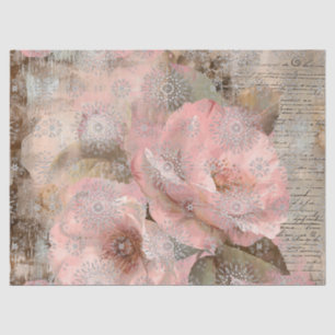 Beunruhigende Vintage Blumendekoupage Seidenpapier