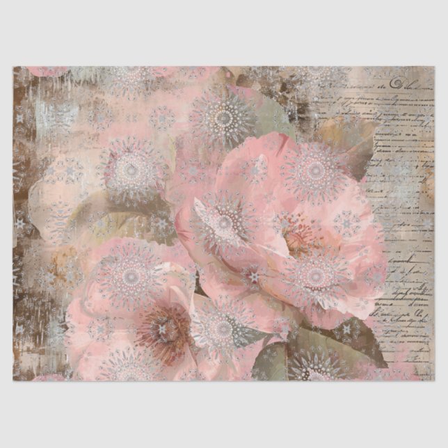 Beunruhigende Vintage Blumendekoupage Seidenpapier (Vorderseite)