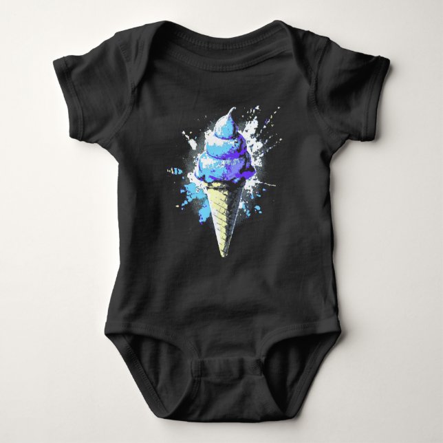 Beunruhigender Abstrakter Eiscreme-Spritzer Baby Strampler (Vorderseite)