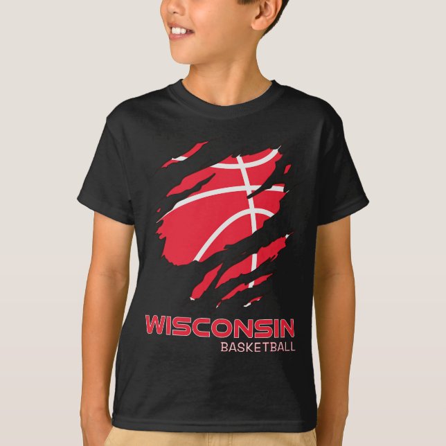 Beunruhigender Basketball Der Badger Staat Zuhause T-Shirt (Vorderseite)