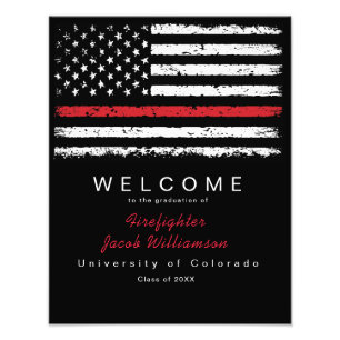 Beunruhigender Red Thin Line American Flag Abschlu Fotodruck