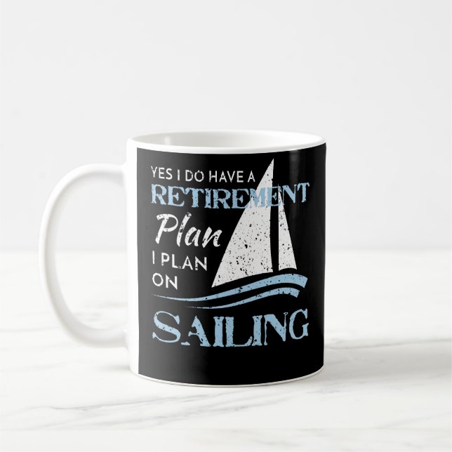 Beunruhigt, Yacht-Segelboot-Ruhestandsplan segelnd Kaffeetasse (Links)