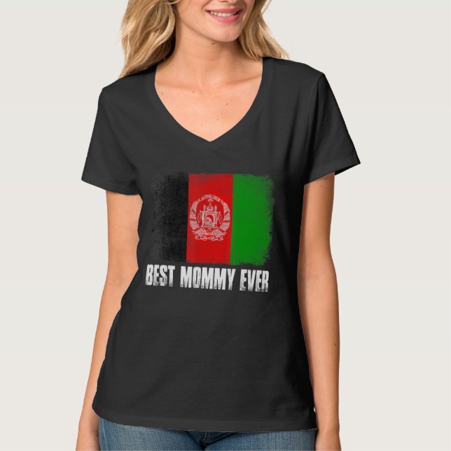 Beunruhigte Afghanistan-Flagge Beste Mommy-Ever-Fa T-Shirt (Vorderseite)