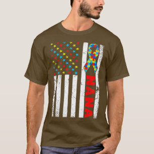 Beunruhigte amerikanische Fahne Nana Autismus Awar T-Shirt
