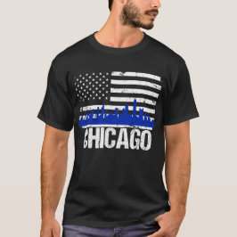 Beunruhigte amerikanische Flagge Chicagos Skyline T-Shirt