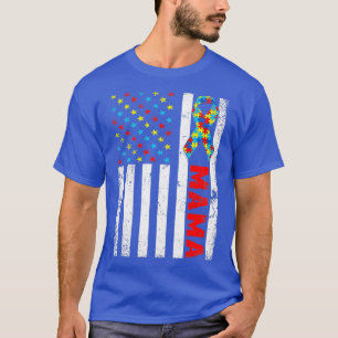 Beunruhigte amerikanische Flagge Mama Autismus Awa T-Shirt