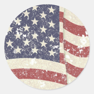 Beunruhigte amerikanische Flagge Runder Aufkleber