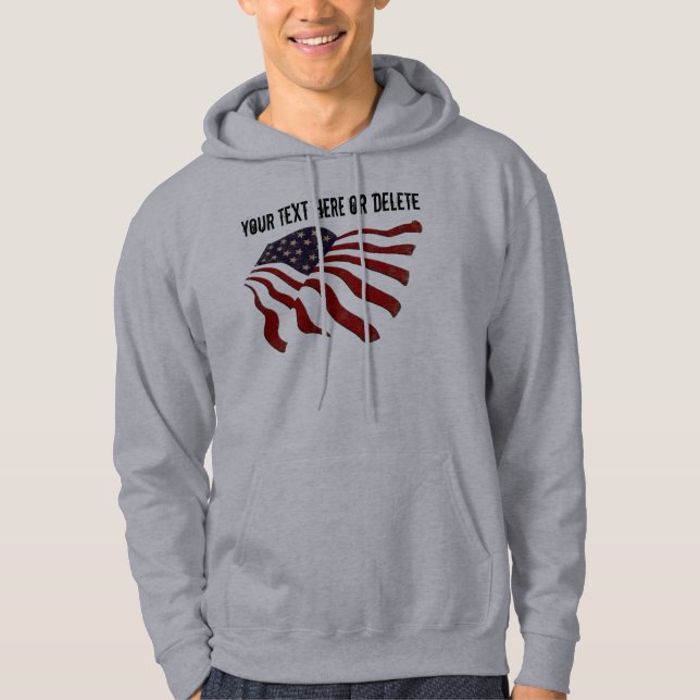 Beunruhigte amerikanische Flaggehoodie-Männer mit Hoodie (Vorderseite)