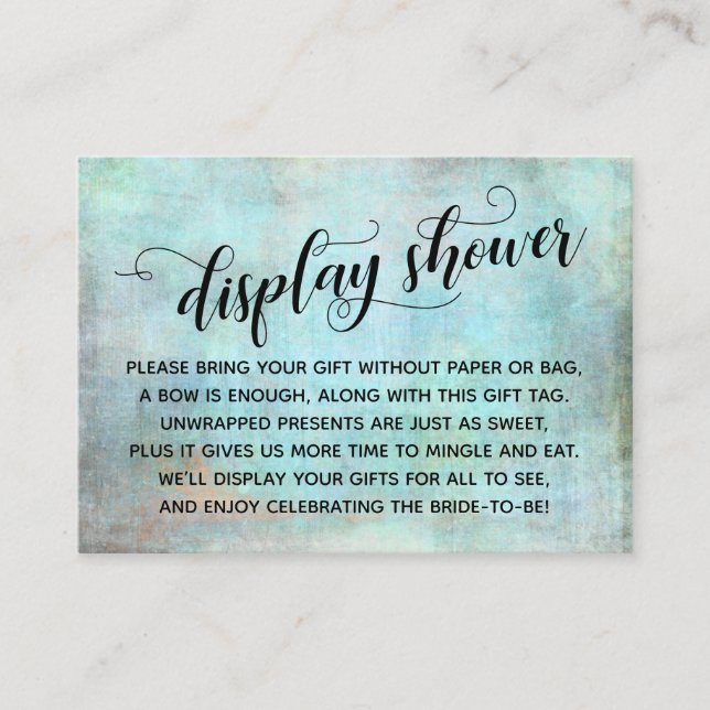 Beunruhigte Aqua-Anzeige ohne Wrap-Brautparty-Kart Begleitkarte (Vorderseite)