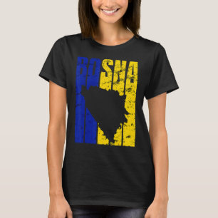Beunruhigte Bosna-Silhouette Vintage Bosnien-Flagg T-Shirt