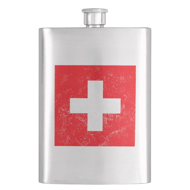 Beunruhigte die Schweiz-Flagge Flachmann (Vorderseite)