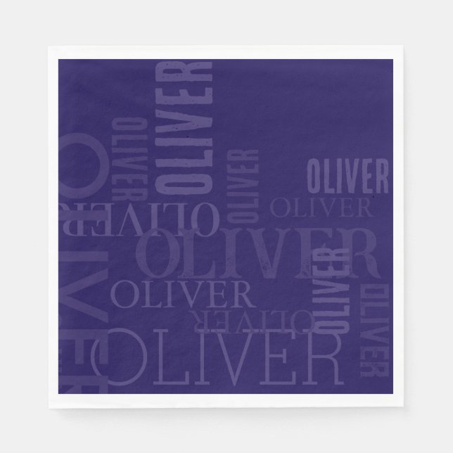 Beunruhigte dunkelblaue Coole Typografie Serviette (Vorderseite)