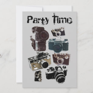 beunruhigte Fotografphotographie Retro Kamera Einladung