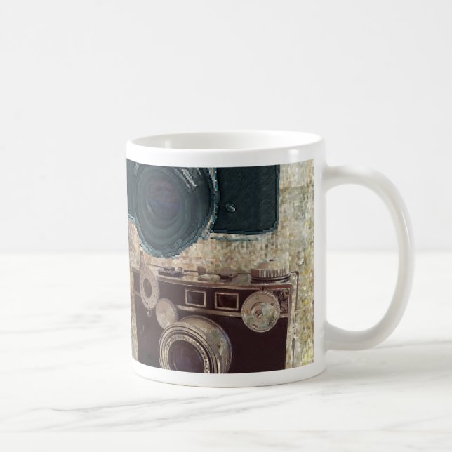 beunruhigte Fotografphotographie Retro Kamera Kaffeetasse (Rechts)
