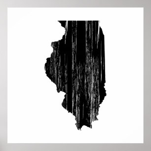 Beunruhigte Illinois-Staats-Kontur Poster