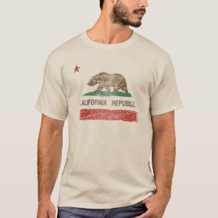 Beunruhigte Kalifornien-Republik-Flagge T-Shirt