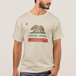 Beunruhigte Kalifornien-Republik-Flagge T-Shirt