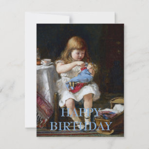 Beunruhigte kleine Mutter mit Puppe