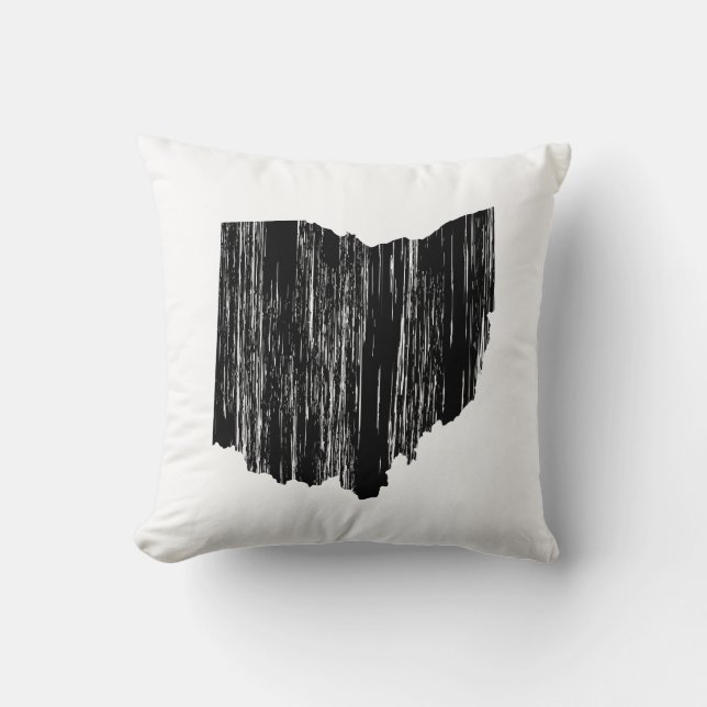 Beunruhigte Ohio-Staats-Kontur Kissen (Vorderseite)