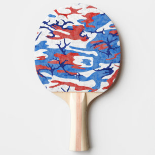 Beunruhigte rote weiße und blaue Camouflage Tischtennis Schläger