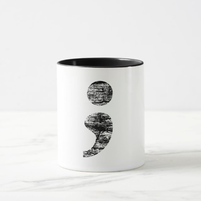Beunruhigte Semikolon-Tasse Tasse (Zentrum)