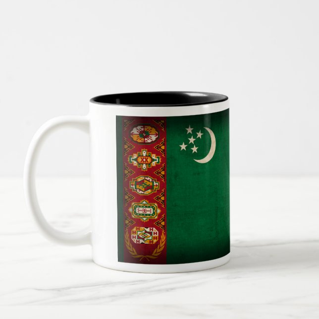 Beunruhigte Tasse Turkmenistans Flagge (Links)