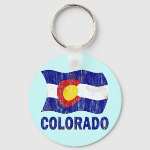 BEUNRUHIGTE UND GEALTERTE COLORADO-FLAGGE SCHLÜSSELANHÄNGER