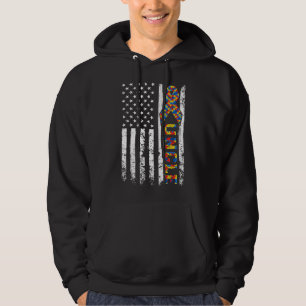 Beunruhigte US-Flagge Autismus Onkel Awareness Aut Hoodie