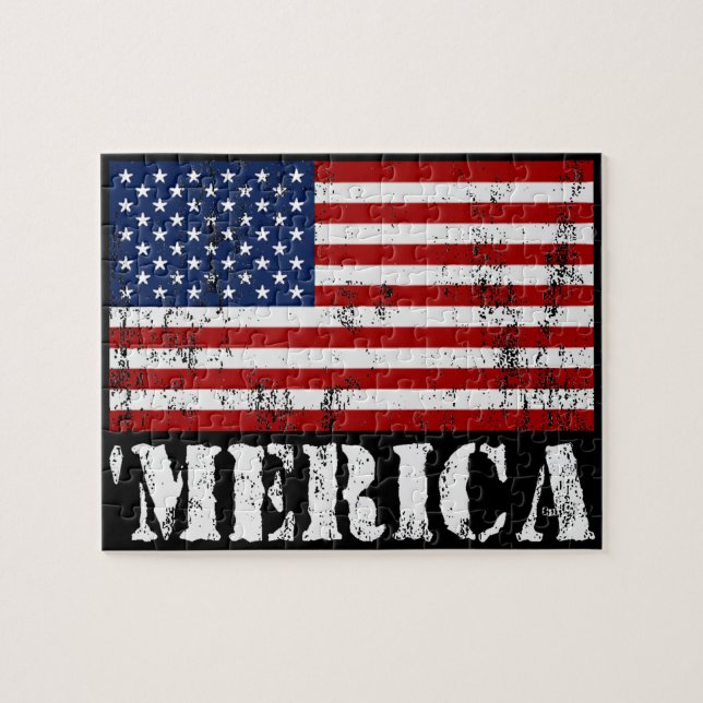Beunruhigte US-Flagge 'MERICA Puzzle (Horizontal)
