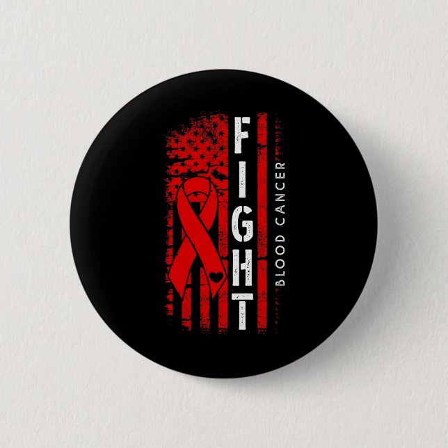Beunruhigte US-Flagge Red Ribbon Kampf Blutkrebs Button (Vorderseite)