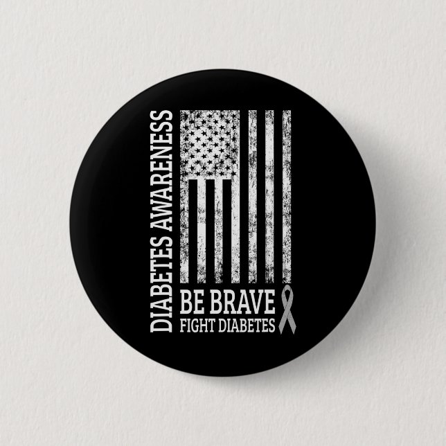 Beunruhigte Vintage US-Flagge Diabetes Bewusstsein Button (Vorderseite)
