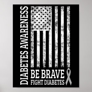 Beunruhigte Vintage US-Flagge Diabetes Bewusstsein Poster