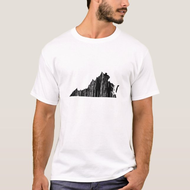 Beunruhigte Virginia-Staats-Kontur T-Shirt (Vorderseite)