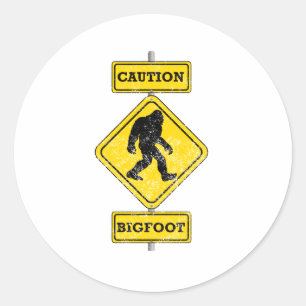 Beunruhigte Vorsicht Bigfoot Runder Aufkleber