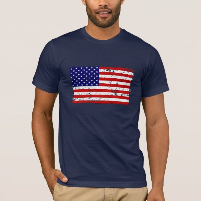 Beunruhigter amerikanische Flaggen-T - Shirt (Vorderseite)