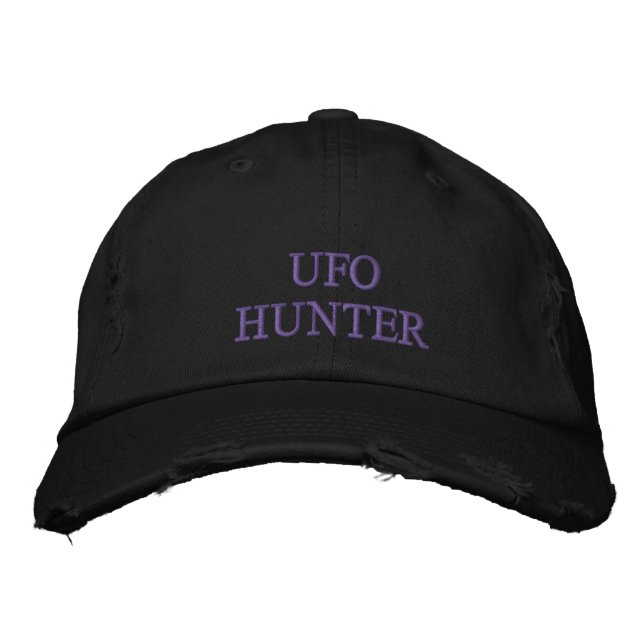 Beunruhigter Kappenhut DER UFO-JÄGER-Stickerei Bestickte Baseballkappe (Vorderseite)
