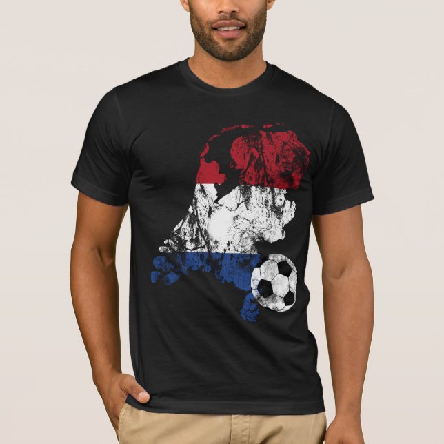 Beunruhigter niederländischer Fußball T-Shirt (Vorderseite)