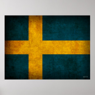 Beunruhigter Plakat-Druck Schwedens Flagge Poster