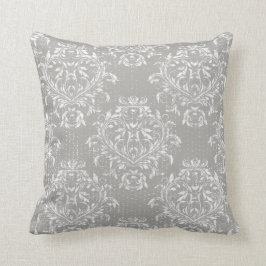 Beunruhigtes Damast-Wurfs-Kissen - Grau/Grau Kissen