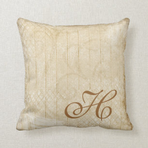 Beunruhigtes Gold-u. Creme-Monogramm-Dekor-Kissen Kissen