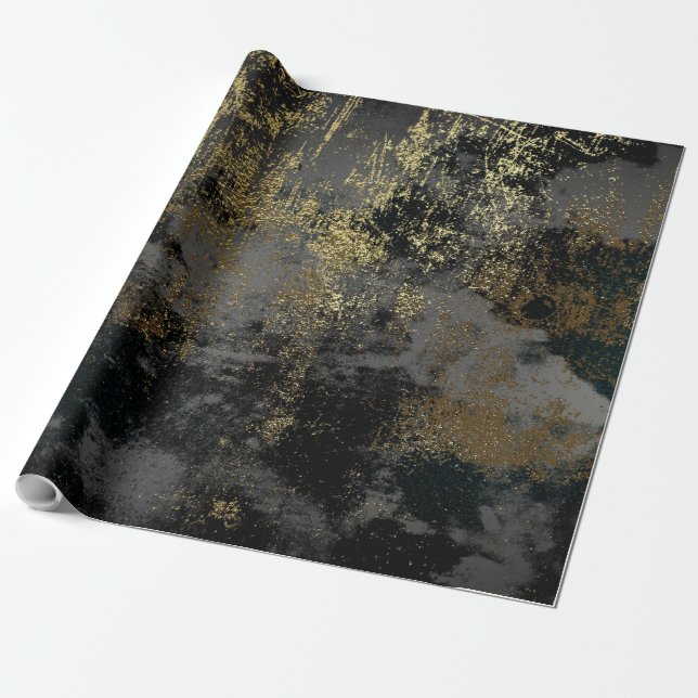 Beunruhigtes Gold und Black-09 Geschenkpapier (Ungerollt)