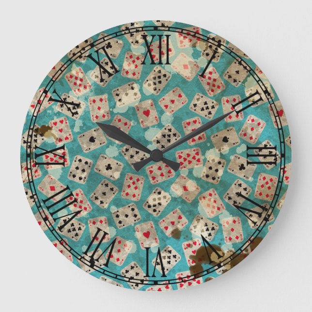 Beunruhigtes Märchenland-Alice-Muster Große Wanduhr (Vorderseite)