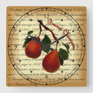 Beurré Clairgeau Pear ~ Ulysses Prentis Hedrick ~ Quadratische Wanduhr