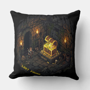 Beute Gefunden Fantasy Dungeon Pixel Art Design Kissen