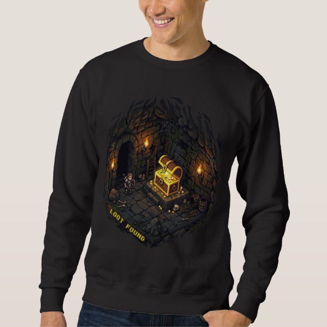 Beute Gefunden Fantasy-Dungeon-Pixel-Art-Design Sweatshirt (Vorderseite)