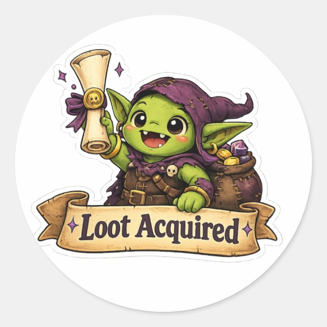 Beutegoblin-RPG-Abschlussaufkleber Runder Aufkleber (Vorderseite)