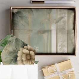 Beutel grün gestreifte goldene Blume Geschenkverpa Seidenpapier