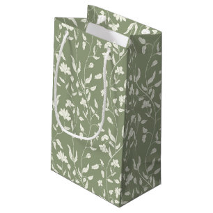 Beutel Grün und Creme Floral Geschenktasche Kleine Geschenktüte