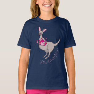 Beutel Känguru-Grafik-T - Shirt der rosa Herzen